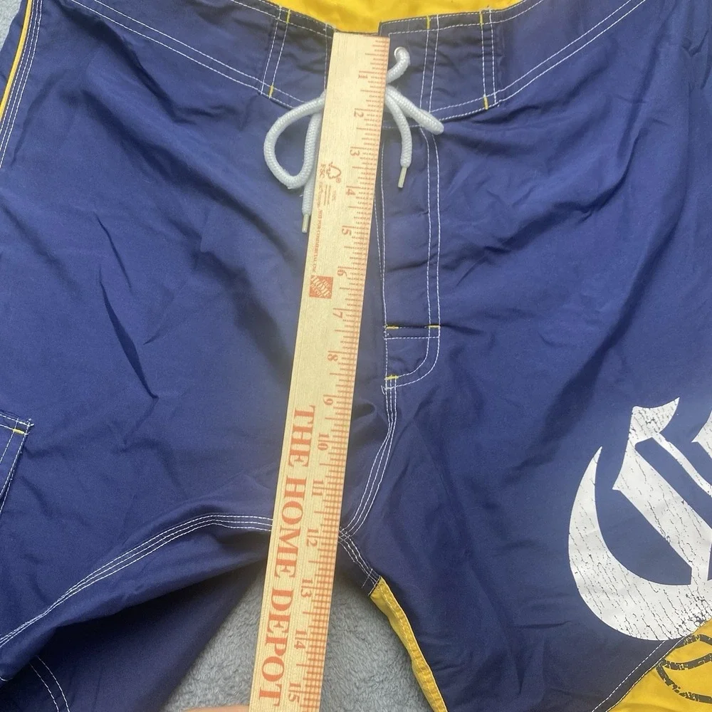 Corona Extra Beer Board Short Mens 36 Blue Yellow Swim Trunks Bathing Suit